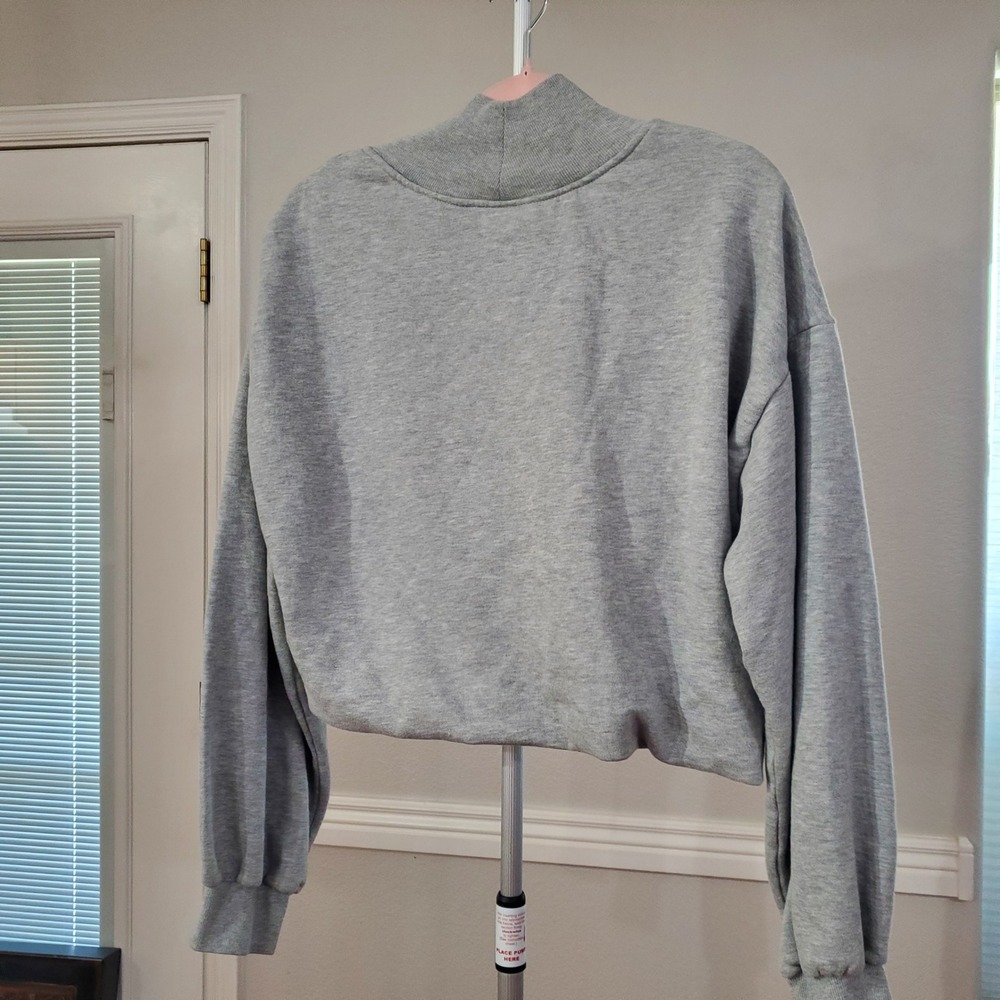Pilcro Anthropologie Mock Neck Cropped Sweatshirt Heather Gray L OB1866615 - Picture 9 of 14